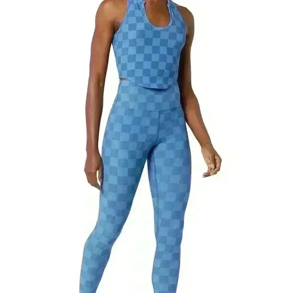 Eleven By Venus Williams Ace Blue Checkered Legging Size Small NWT Athletic
